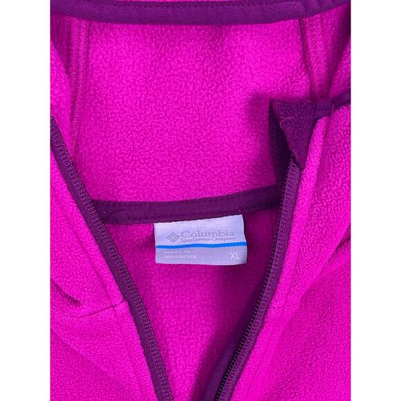 Columbia Fuchsia Pink Full Zip Fleece Hoodie Women’s Size XL - Picture 7 of 12